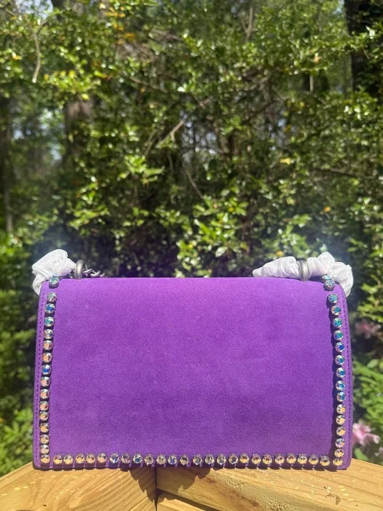 RARE Gucci Dionysus Purple Suede Crystal Chain Purse - Picture 7 of 15